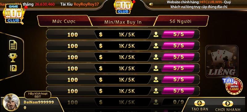 Top 10 Game Bài Hit Club: Liêng