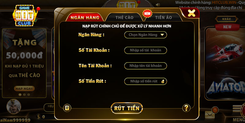 Hình 2: Cách rút tiền Game Hit Club