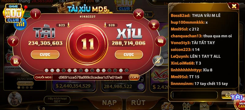 Top 10 game Hit Club: Tài Xỉu MD5