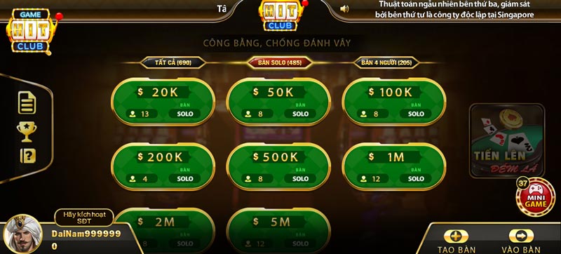 Top 10 Game Bài Hit Club: Tiến lên đếm lá